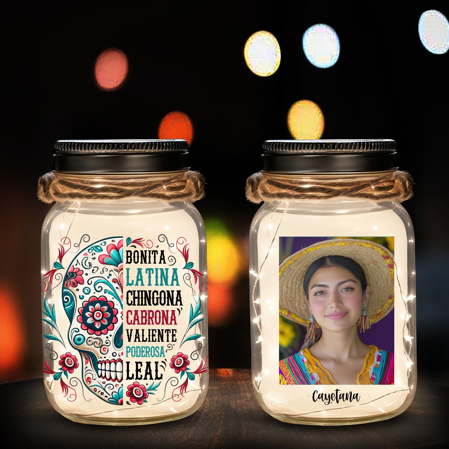 LATINA - Personalized Custom Mason Jar Light - LA007_JARL