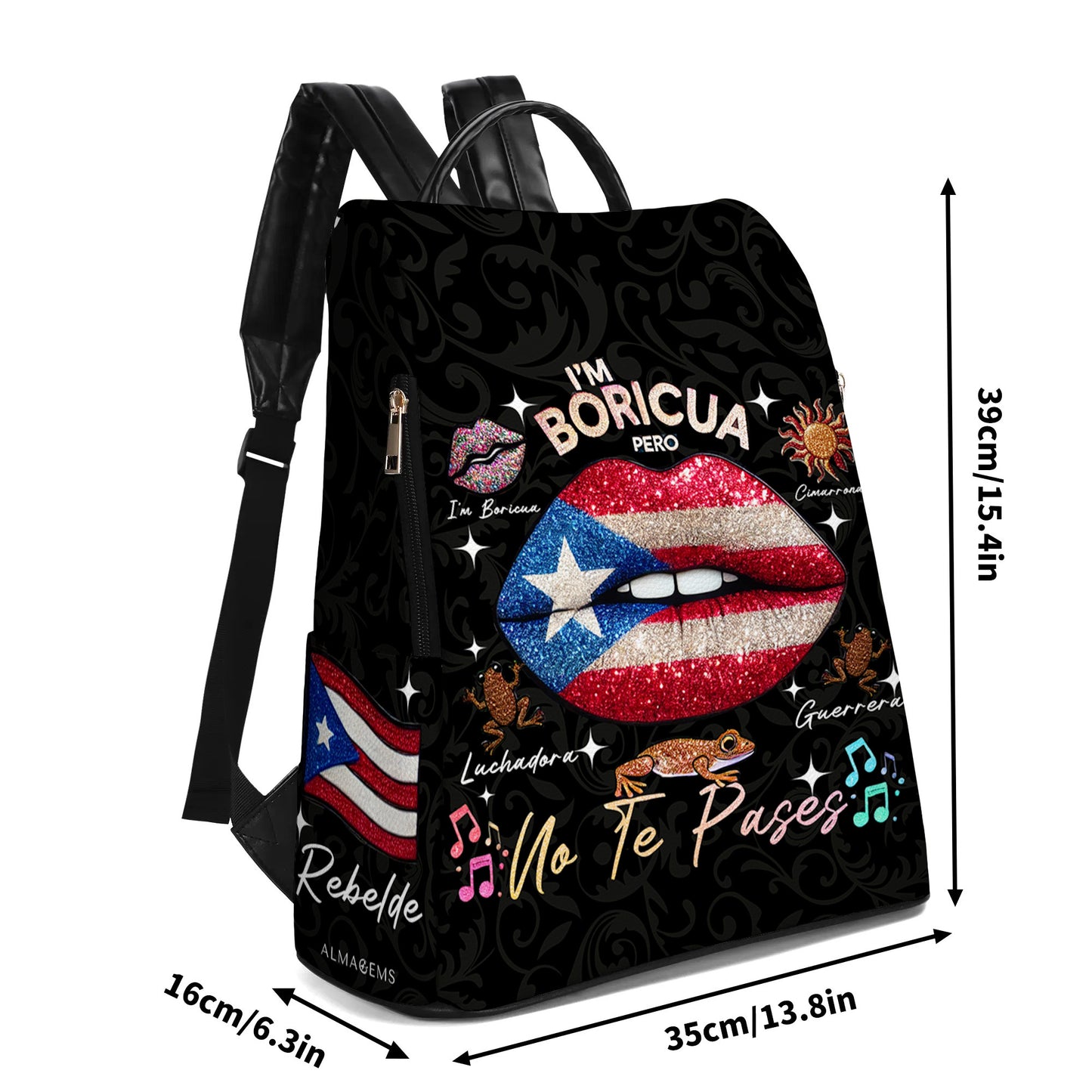 Soy Boricua. Pero No Te Pases - Mochila de Cuero Personalizada - LA011_BP