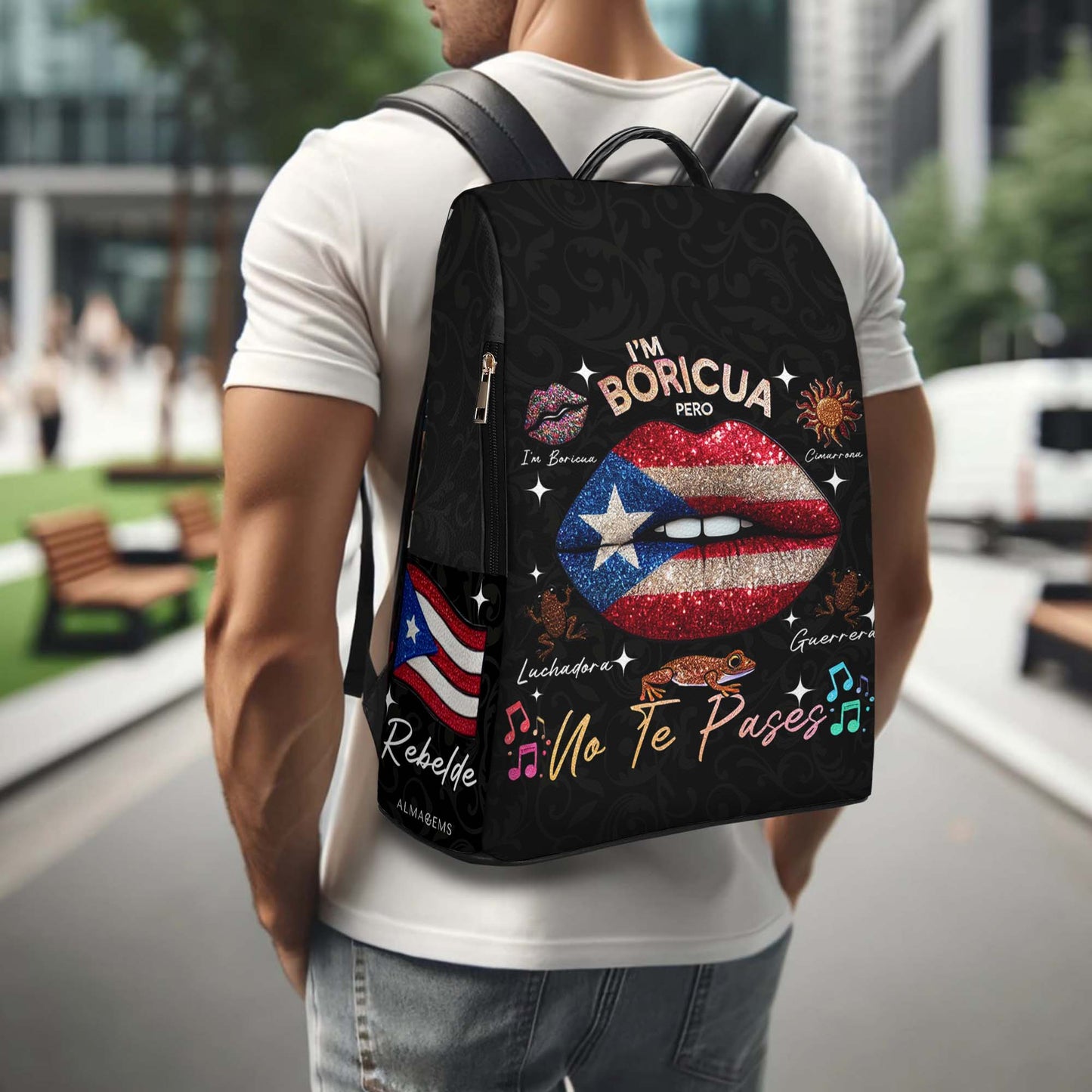 Soy Boricua. Pero No Te Pases - Mochila de Cuero Personalizada - LA011_BP