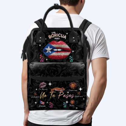 Soy Boricua. Pero No Te Pases - Mochila de viaje personalizada con diseño de pico de pato - LA011_DKB