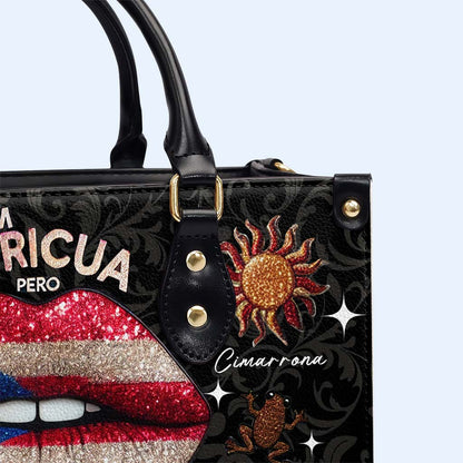 Soy Boricua Pero No Te Pases - Bolso de Cuero Personalizado - LA011_HB