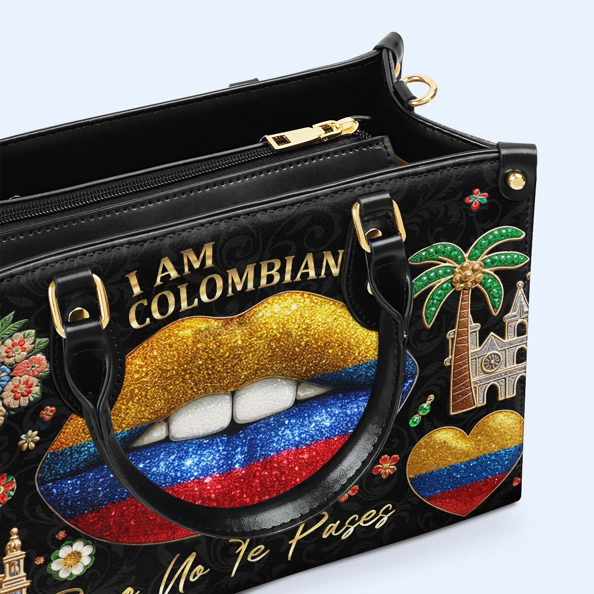 Soy colombiana pero no te pases - Bolso de piel personalizado - LA012_HB