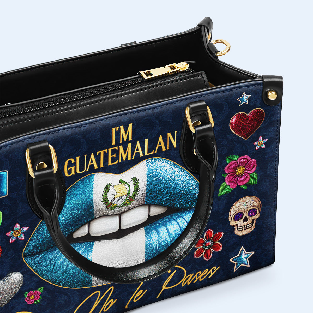 Soy guatemalteca, pero no te pases - Bolso de piel personalizado - LA013_HB