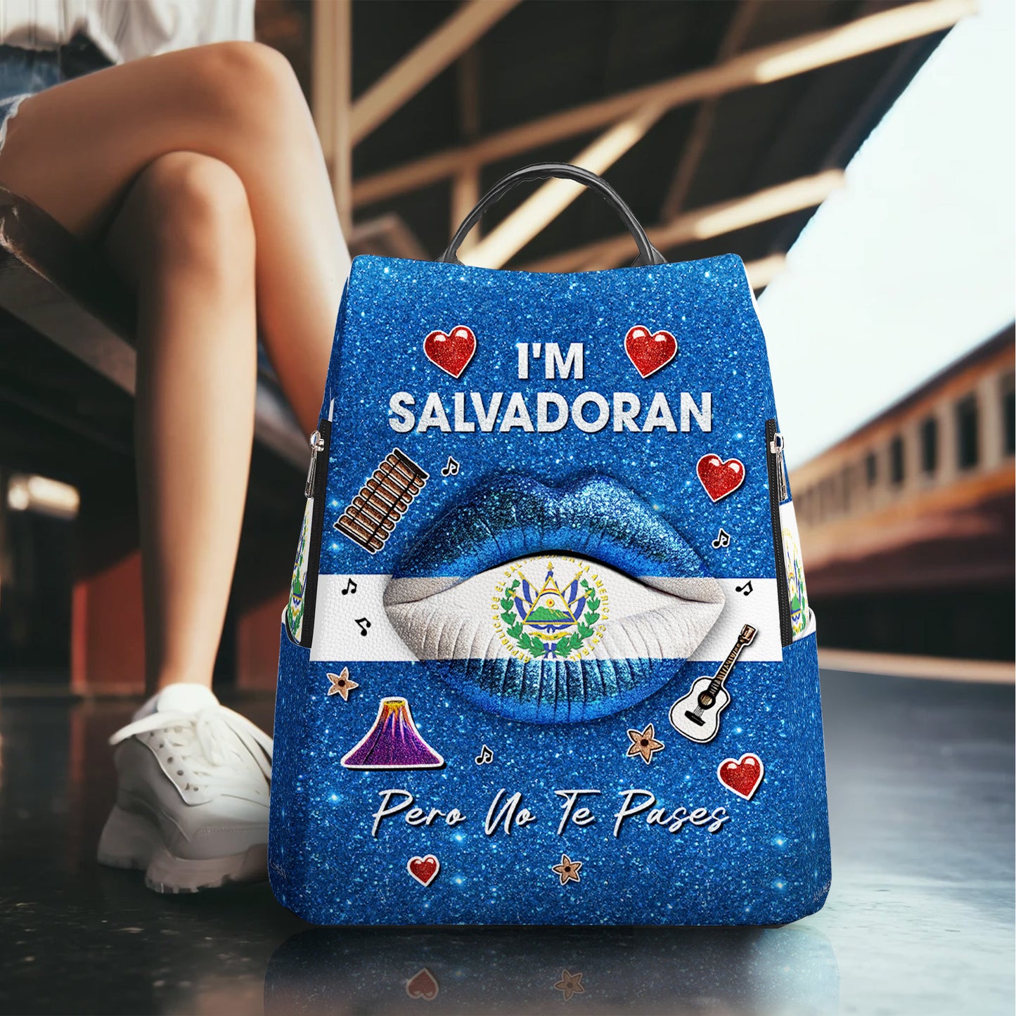 I'm Salvadoran Pero No Te Pases - Personalized Custom Leather BackPack - LA014_BP