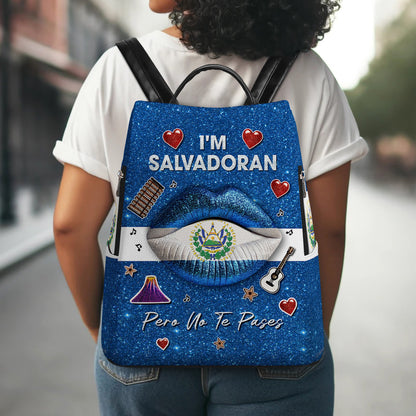 I'm Salvadoran Pero No Te Pases - Personalized Custom Leather BackPack - LA014_BP