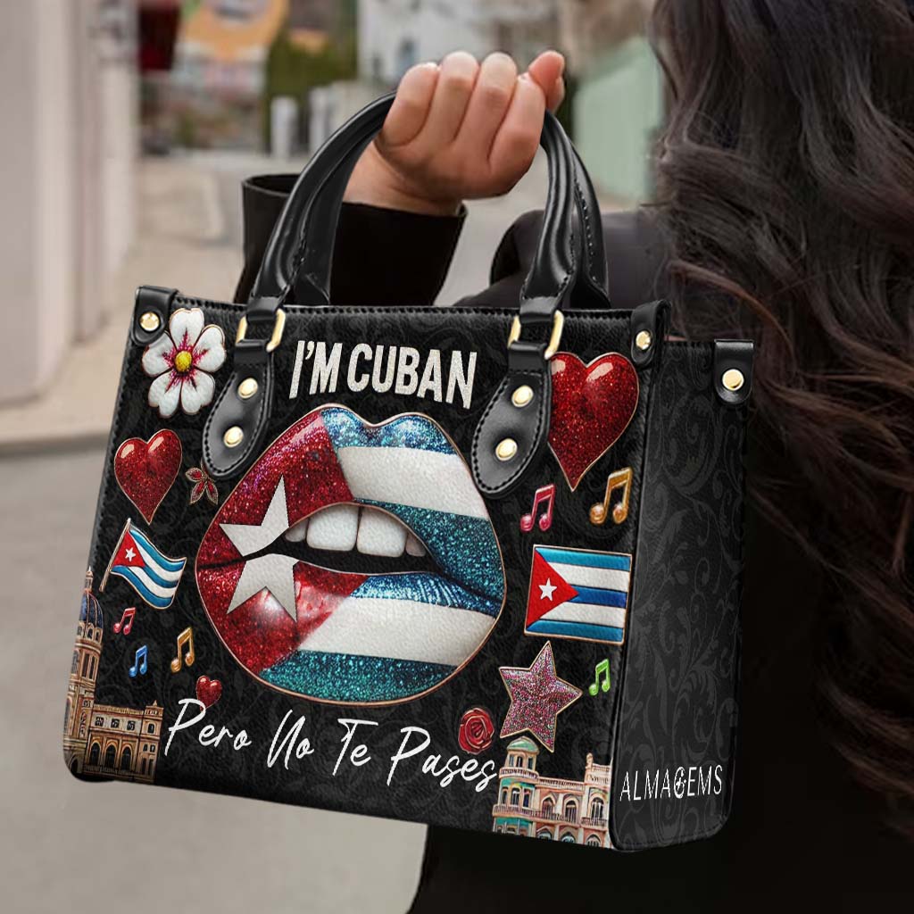 Soy Cubano Pero No Te Pases - Bolso de Cuero Personalizado - LA015_HB