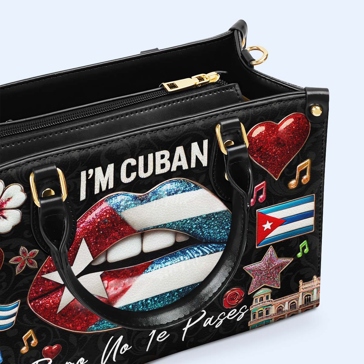 Soy Cubano Pero No Te Pases - Bolso de Cuero Personalizado - LA015_HB