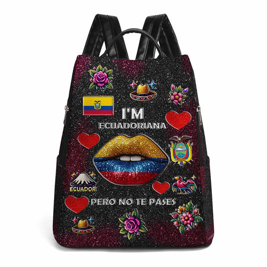 Soy Ecuatoriana Pero No Te Pases - Mochila de Cuero Personalizada - LA017_BP