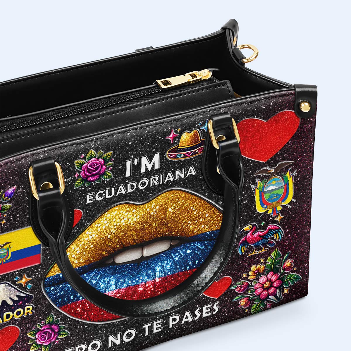 Soy Ecuatoriana Pero No Te Pases - Bolso de Cuero Personalizado - LA017_HB