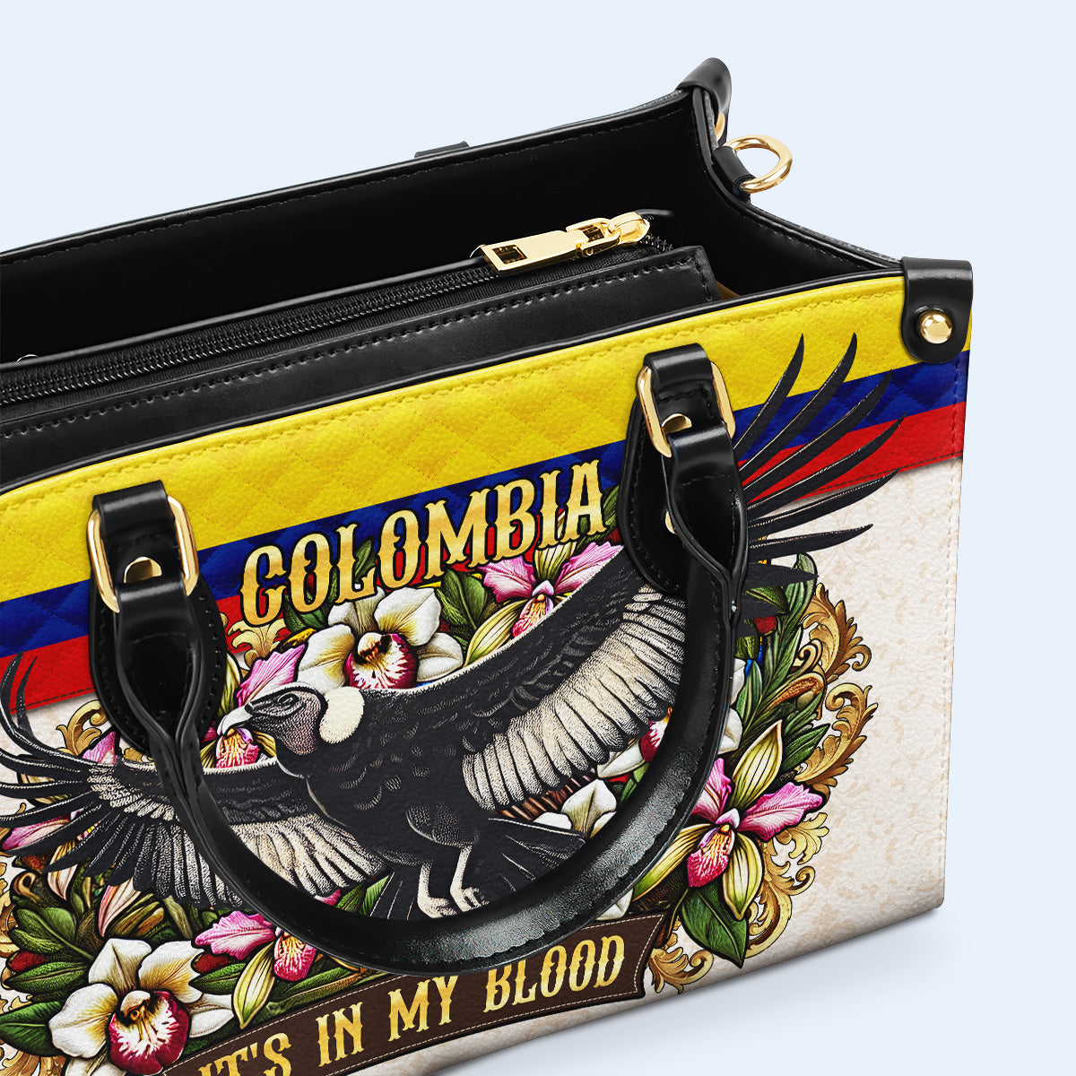 COLOMBIA ESTÁ EN MI SANGRE - Bolso de Cuero Personalizado - LA018_HB