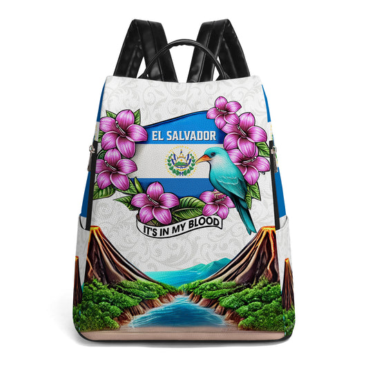 El Salvador, It's in My Blood - Personalized Custom Leather BackPack - LA020_BP