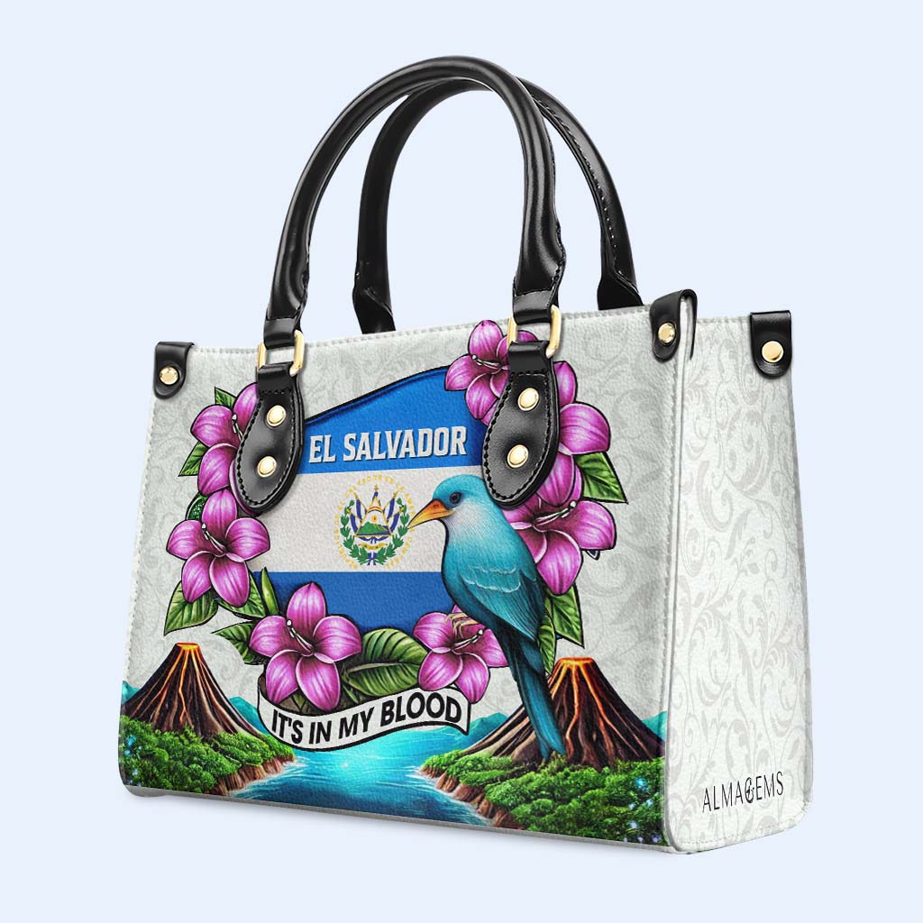 El Salvador, lo llevo en la sangre - Bolso de piel personalizado - LA020_HB