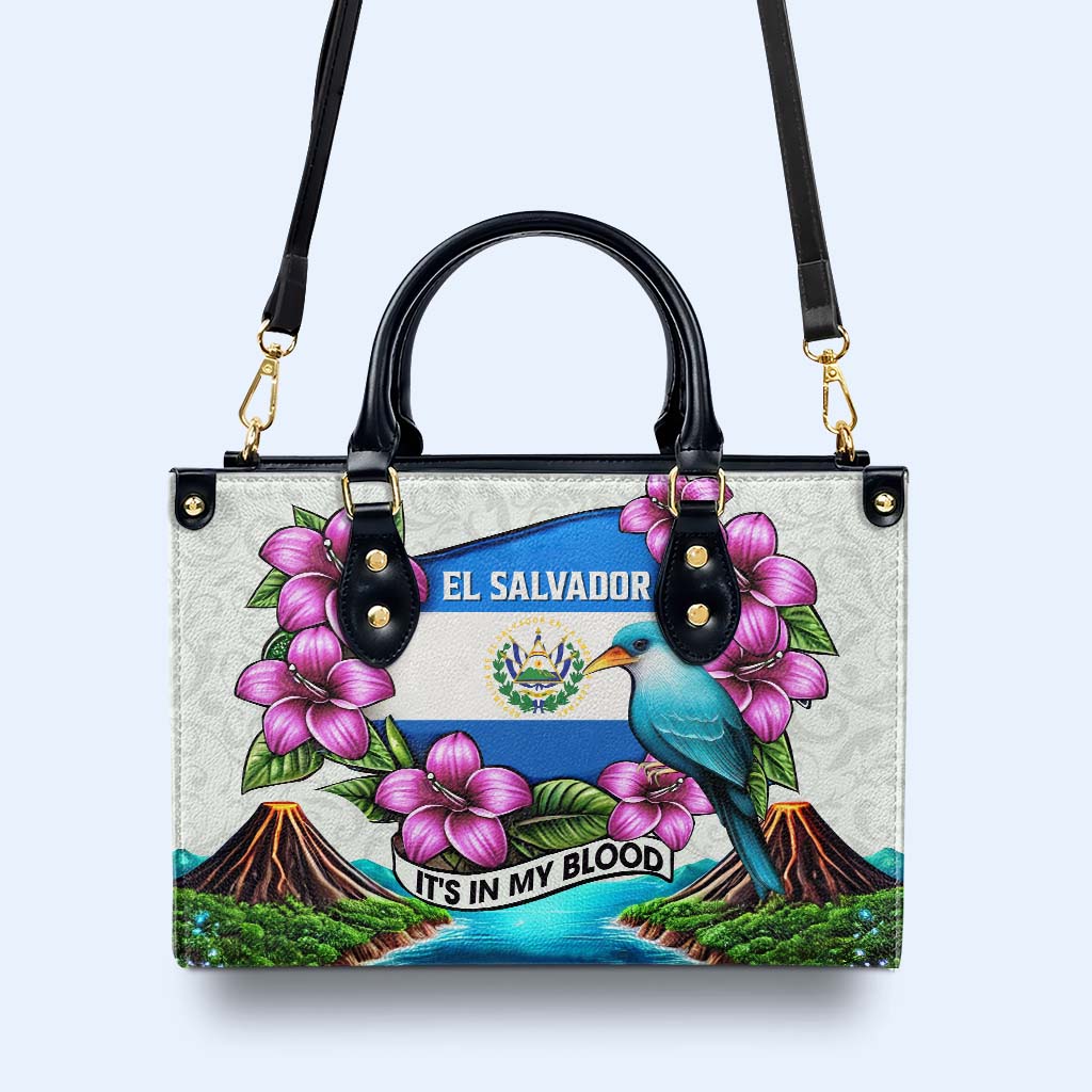 El Salvador, lo llevo en la sangre - Bolso de piel personalizado - LA020_HB