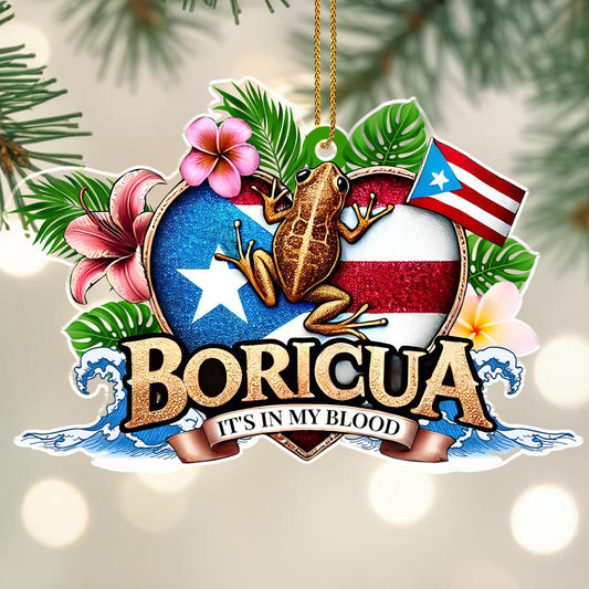 Boricua It's In My Blood Puerto Rican Pride Ornament