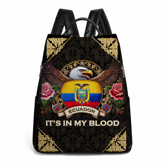 Ecuatoriano Está en mi Sangre - Mochila de Cuero Personalizada - LA024_BP