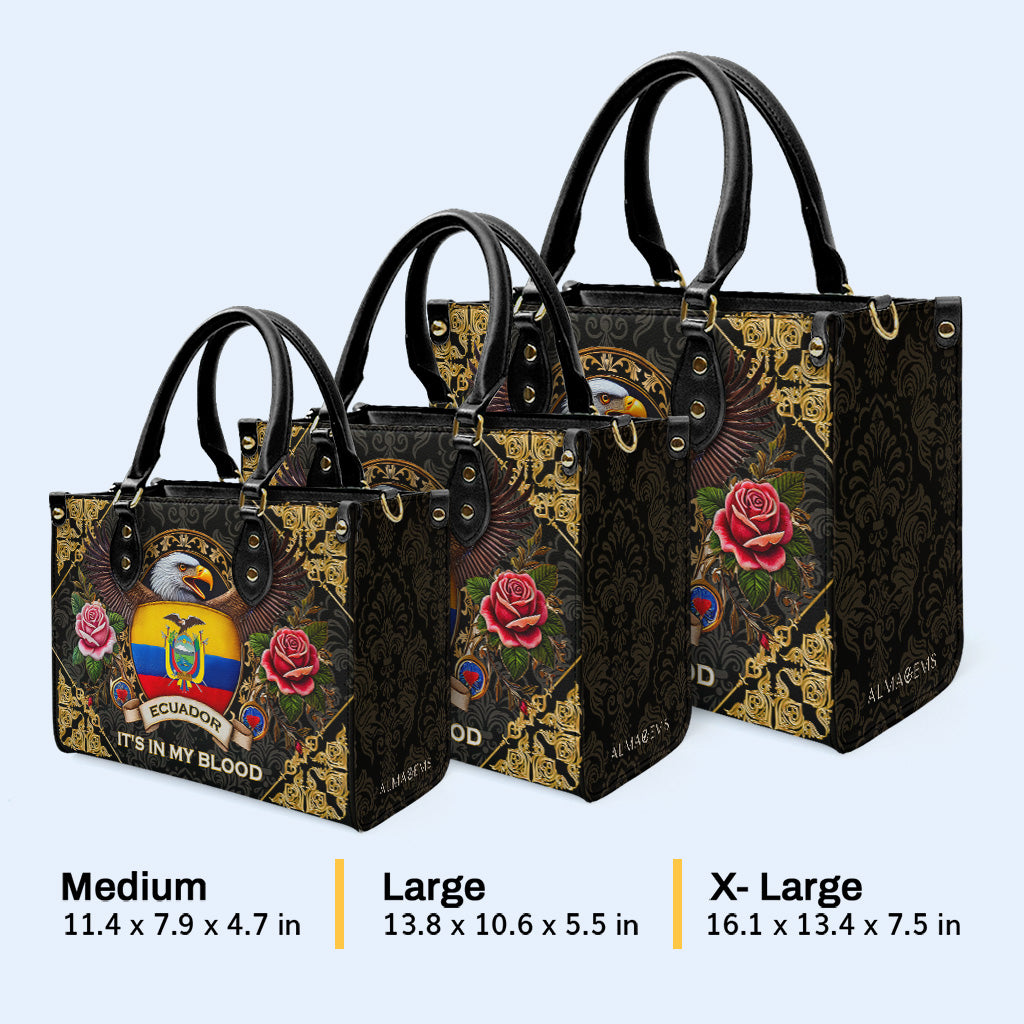 ECUADOR. LO LLEVO EN LA SANGRE - Bolso de Cuero Personalizado - LA024_HB