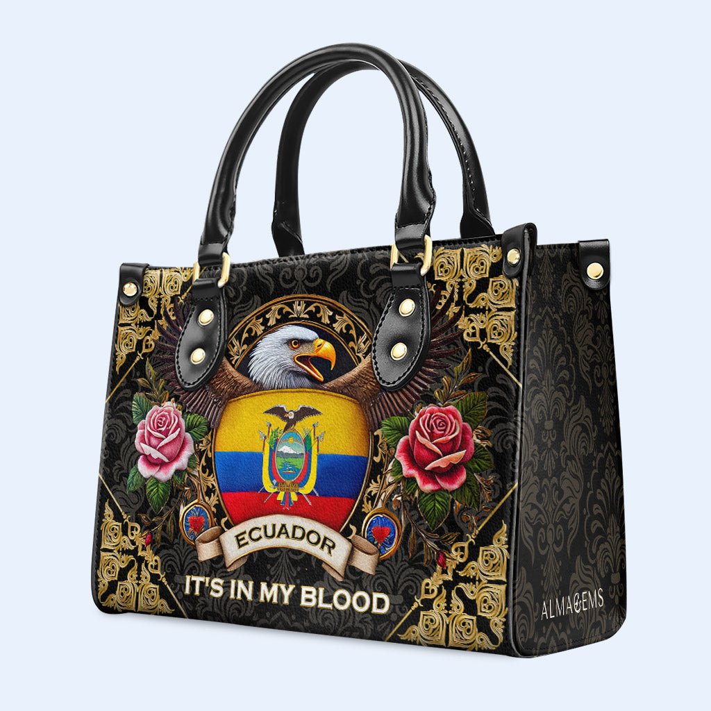 ECUADOR. LO LLEVO EN LA SANGRE - Bolso de Cuero Personalizado - LA024_HB