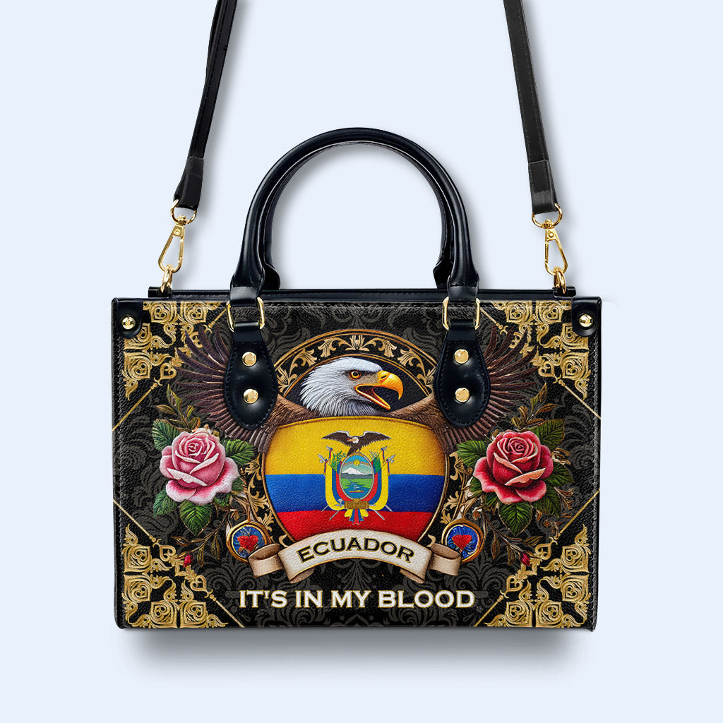 ECUADOR. LO LLEVO EN LA SANGRE - Bolso de Cuero Personalizado - LA024_HB