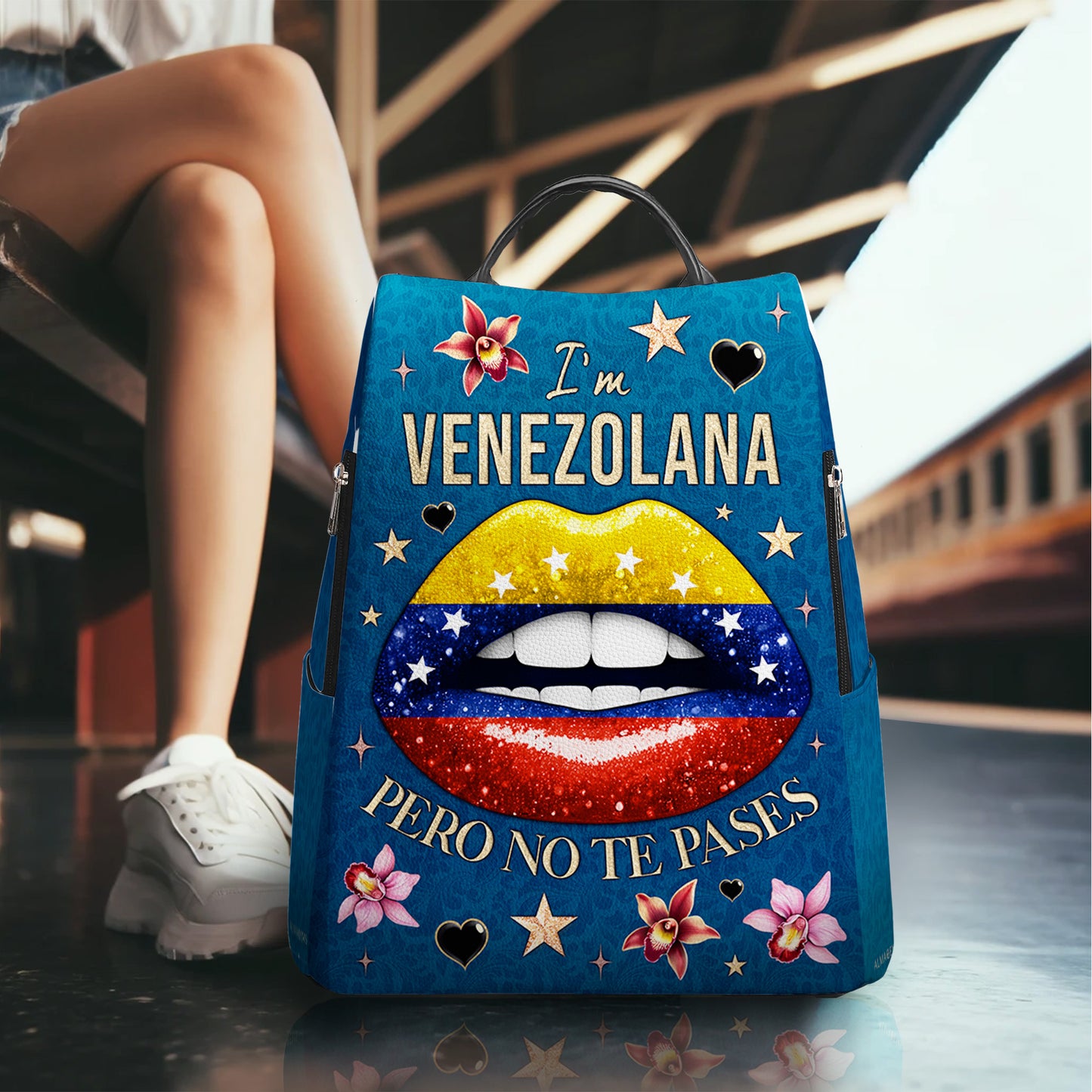 I'm Venezolana Pero No Te Pases - Personalized Custom Leather BackPack - LA032_BP