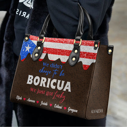 No elegimos ser Boricuas... Simplemente tuvimos suerte - Bolso de Cuero Personalizado - LA036_HB