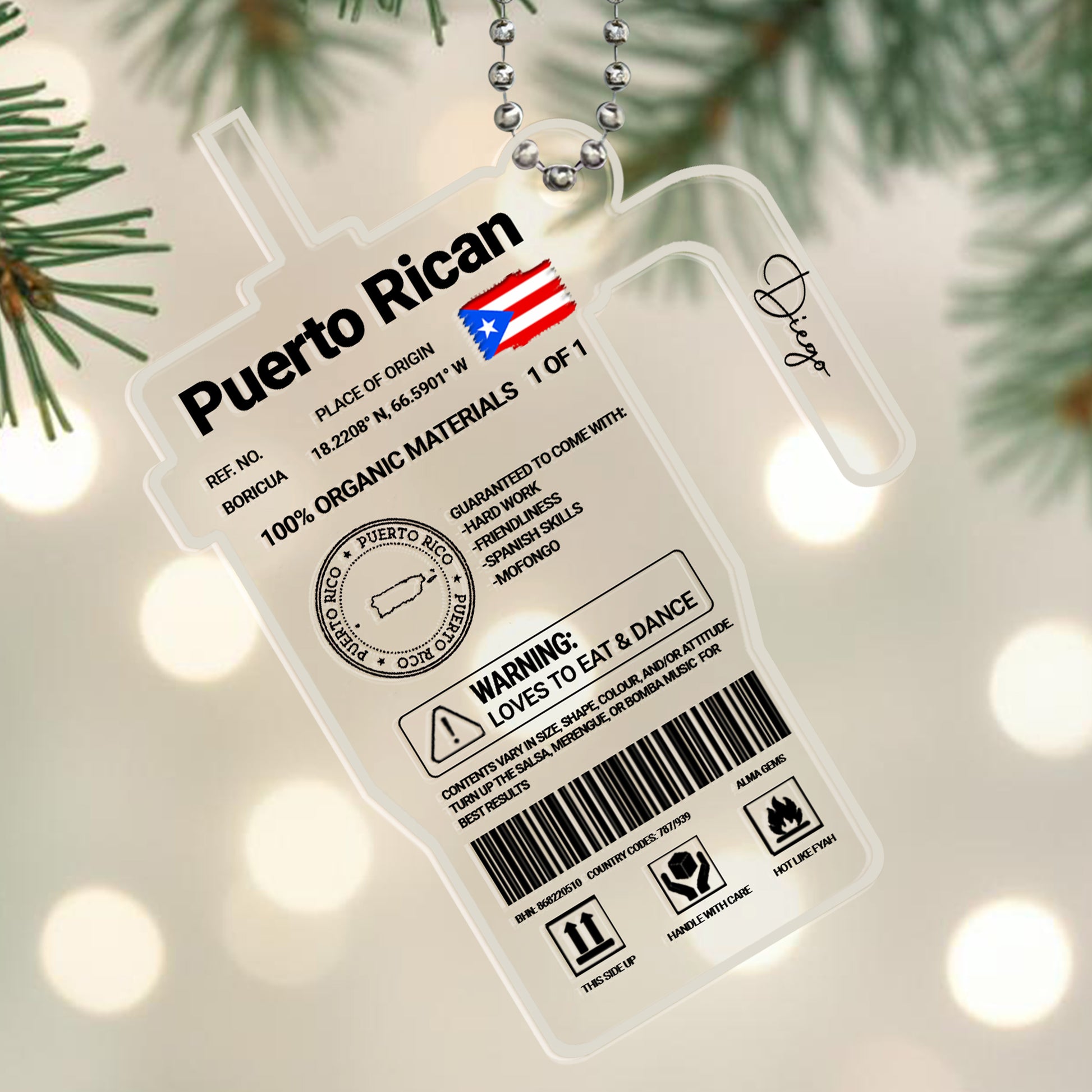 Puerto Rican Place of Origin With Flags And Symbols