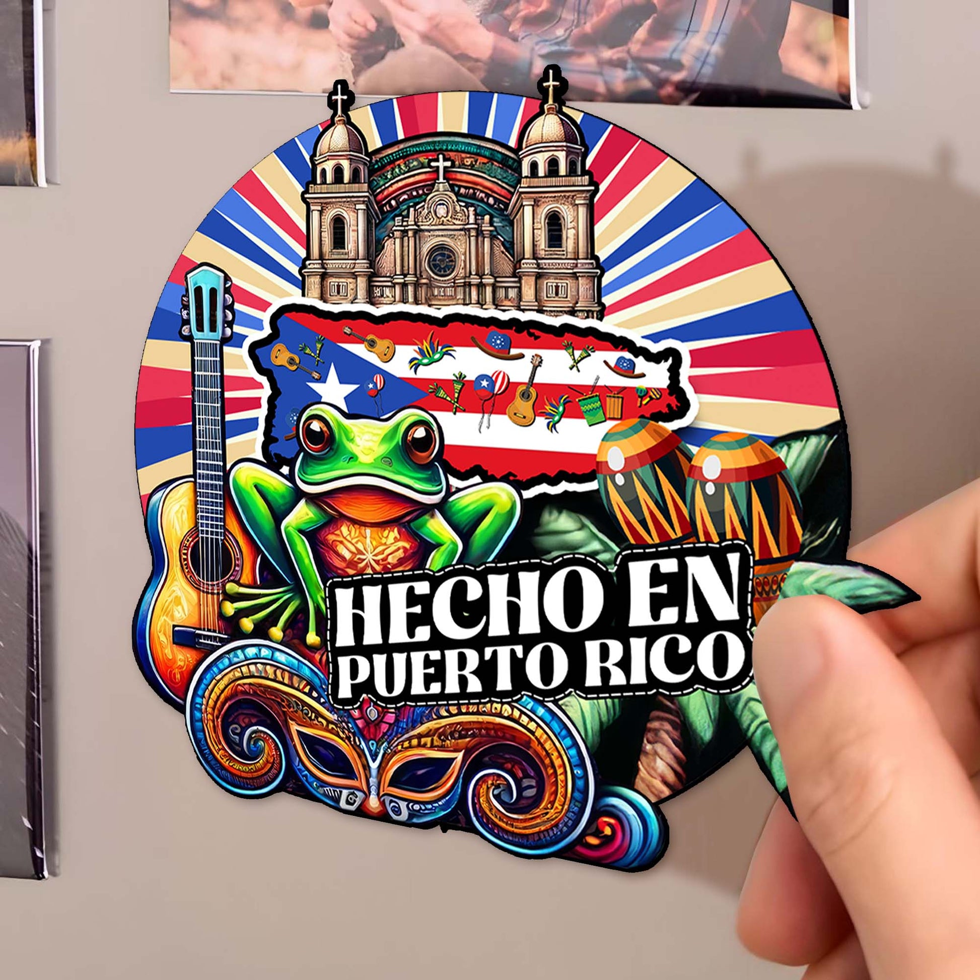 Hecho En Puerto Rico Vibrant Fridge Magnet