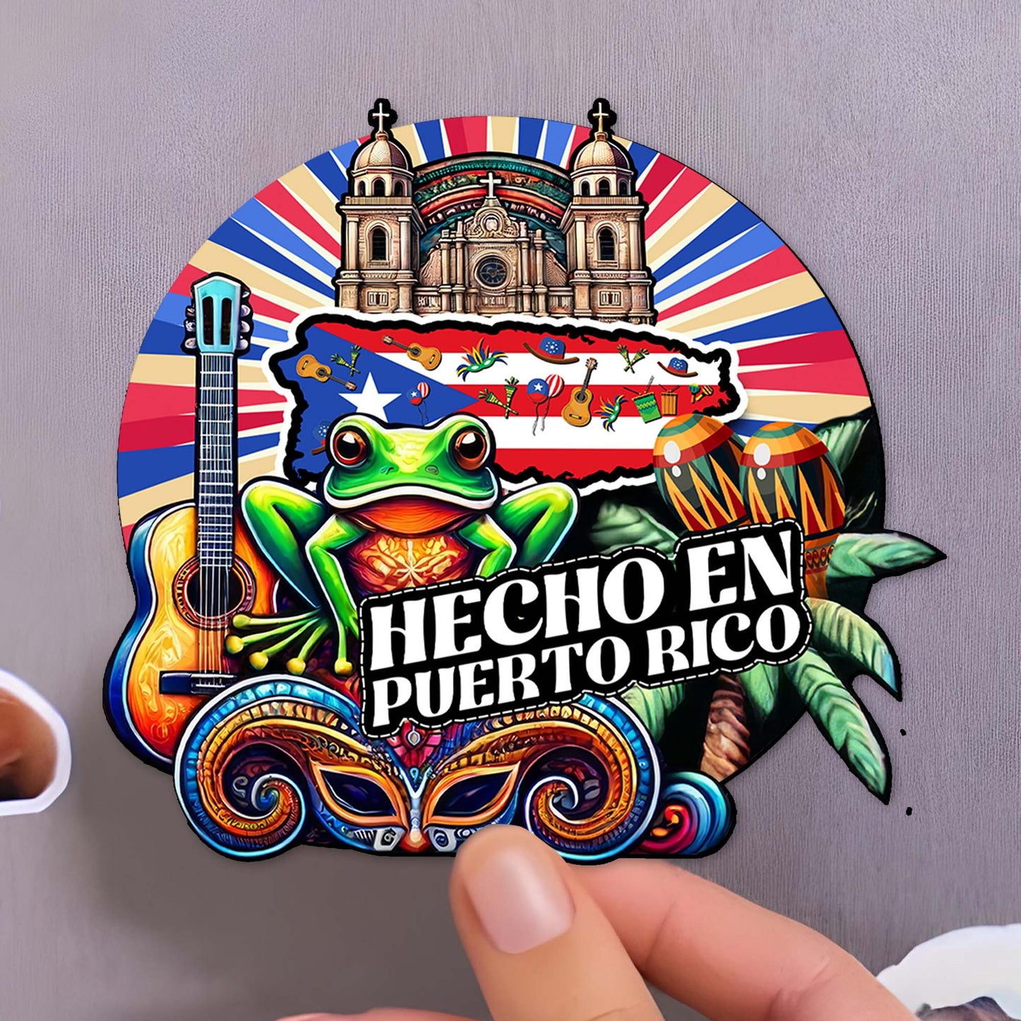 Hecho En Puerto Rico Vibrant Fridge Magnet