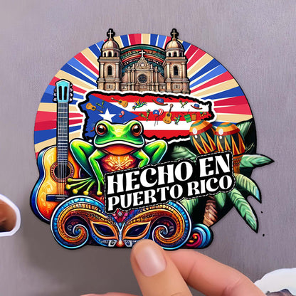 Hecho En Puerto Rico Vibrant Fridge Magnet