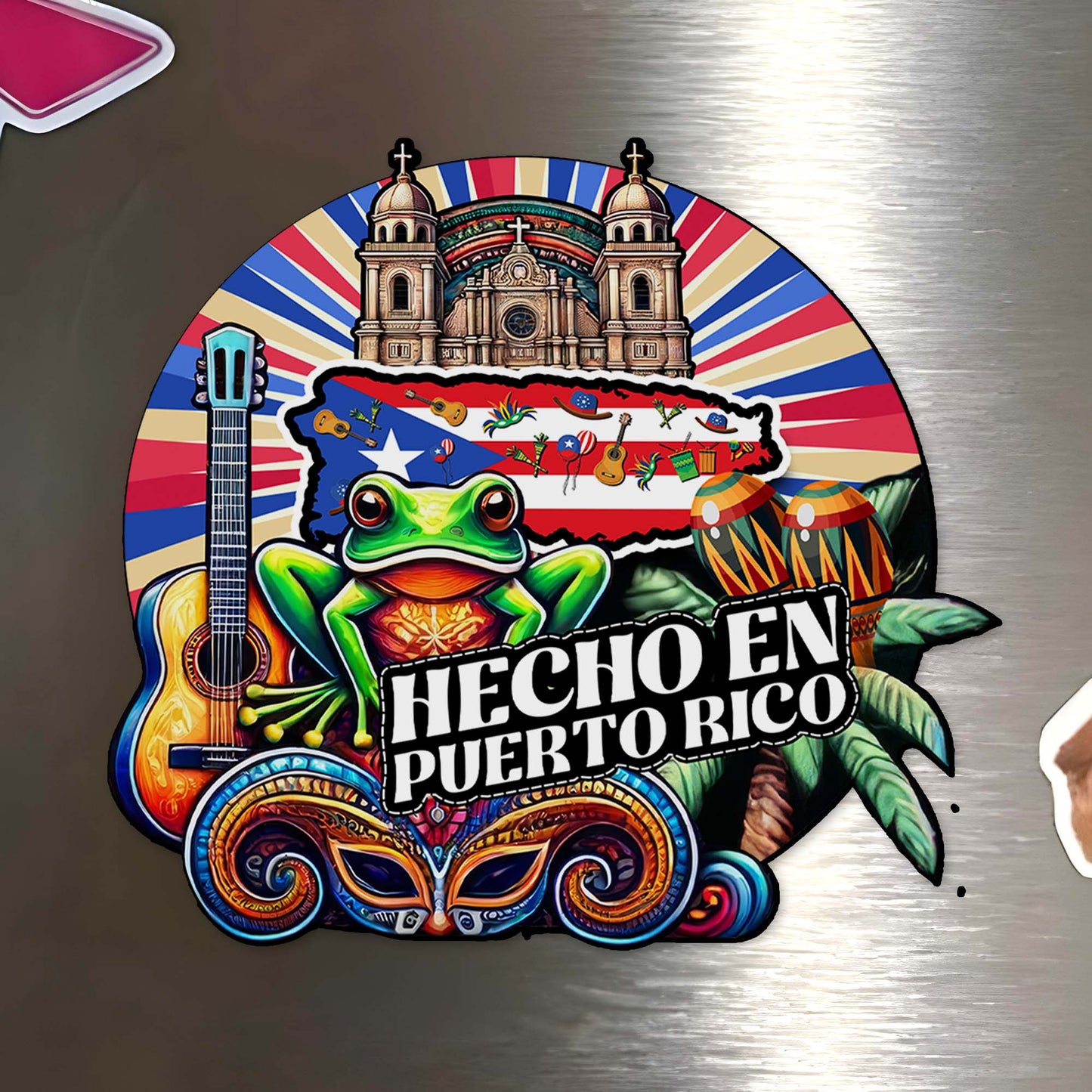 Hecho En Puerto Rico Vibrant Fridge Magnet