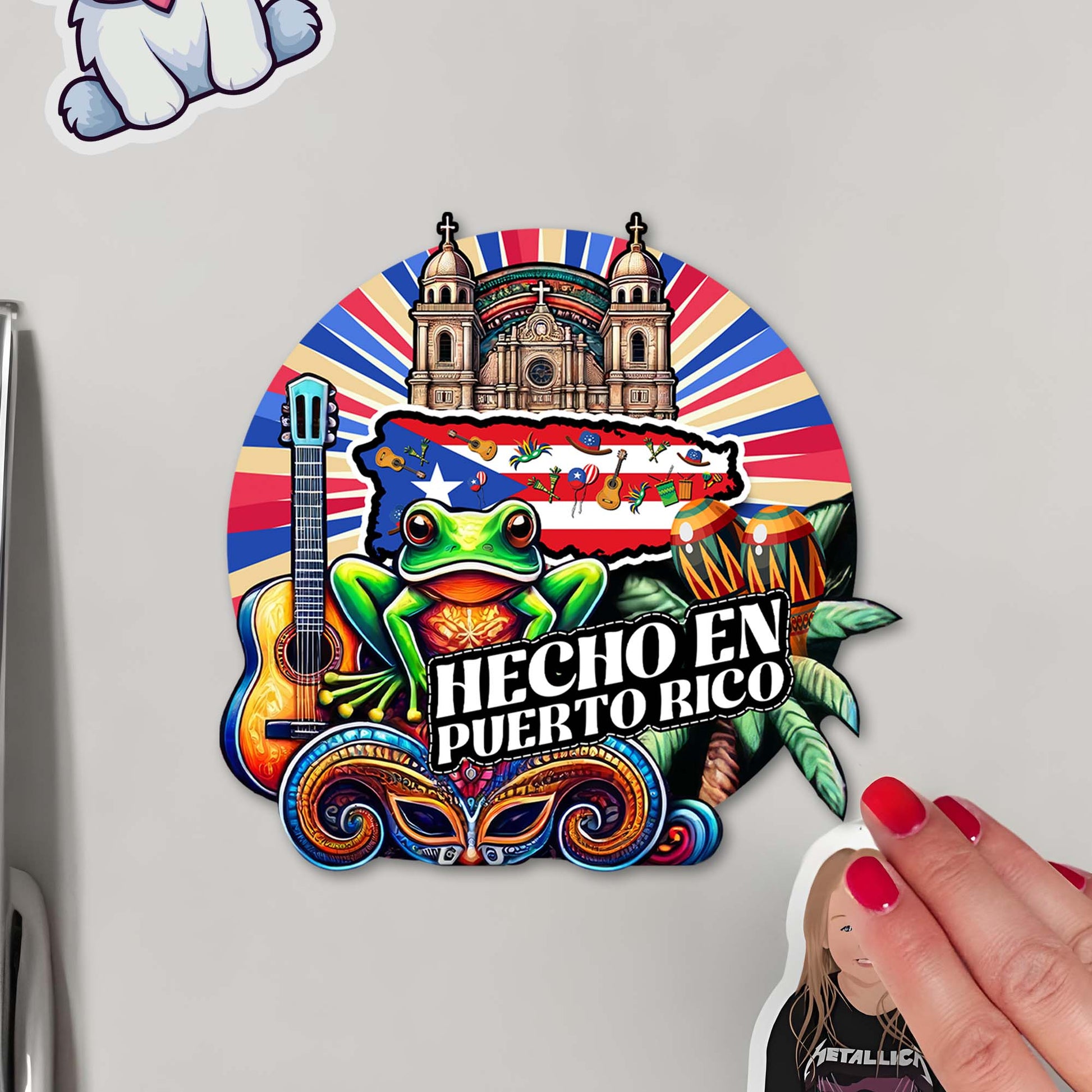 Hecho En Puerto Rico Vibrant Fridge Magnet