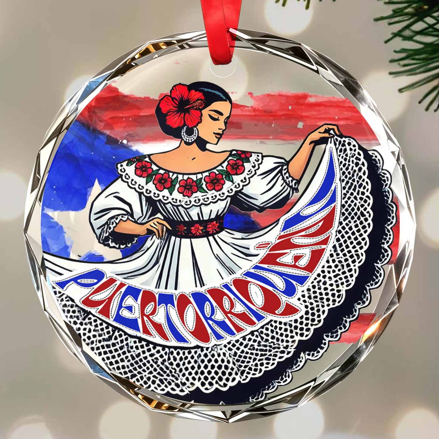 Puerto Rico Love Traditional Folkloric Dress Ornament