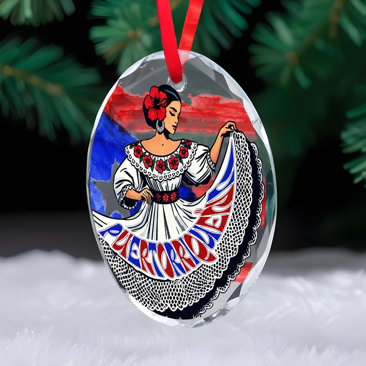 Puerto Rico Love Traditional Folkloric Dress Ornament