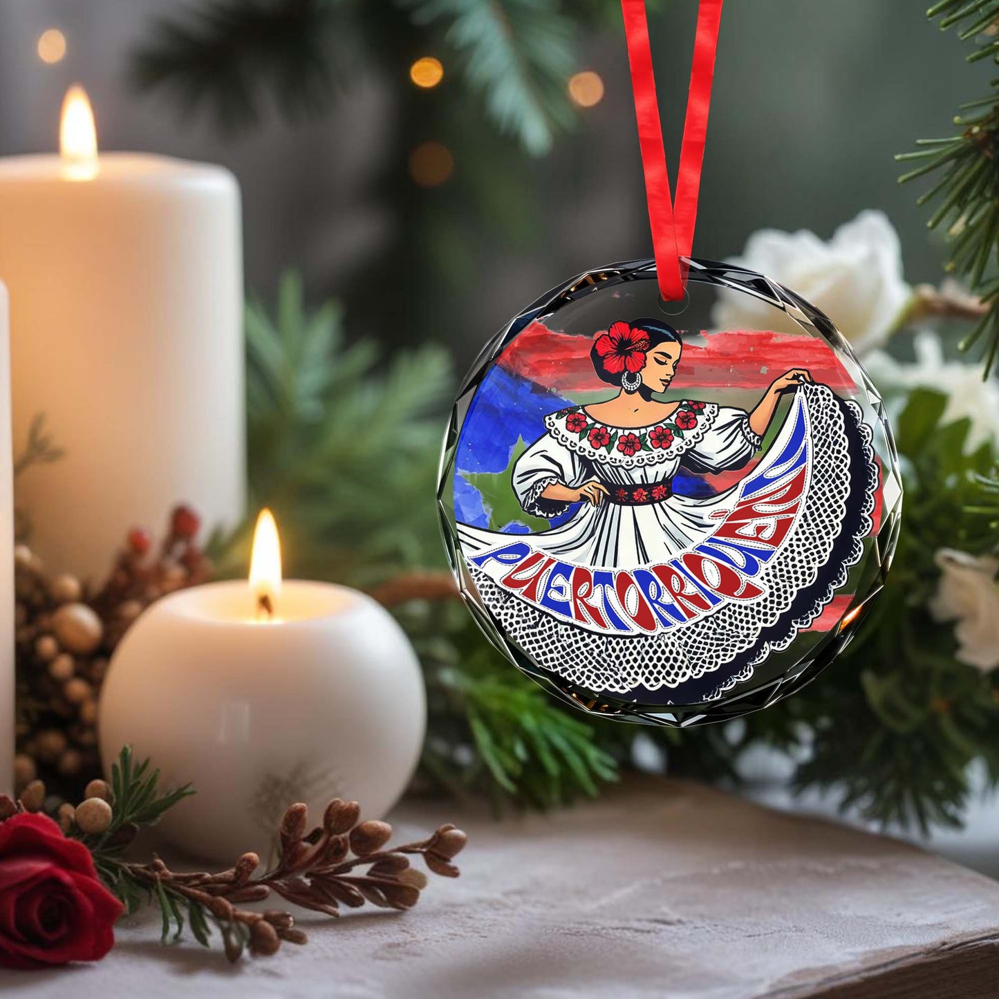 Puerto Rico Love Traditional Folkloric Dress Ornament