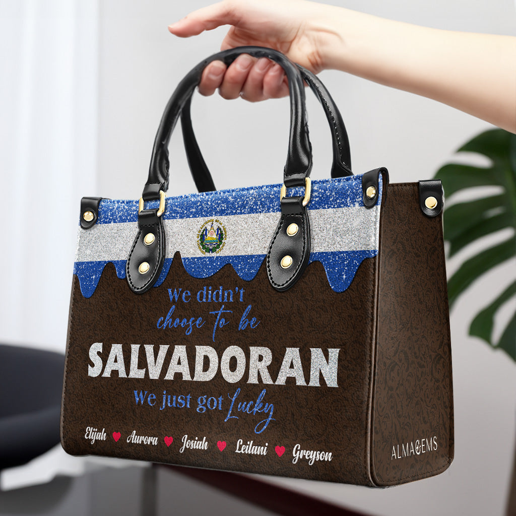 No elegimos ser salvadoreños... Simplemente tuvimos suerte - Bolso de piel personalizado - LA039_HB