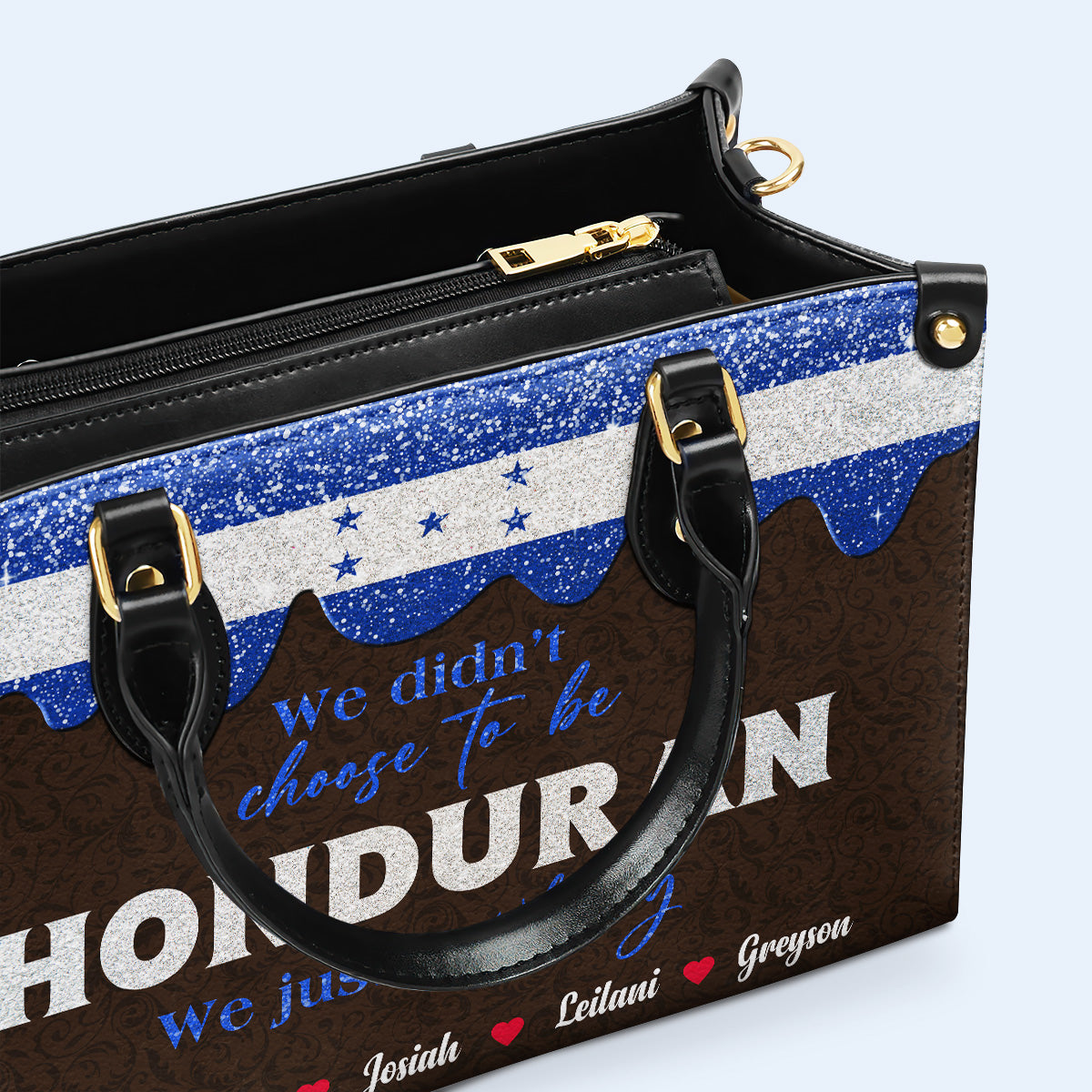 We didn't choose to be Honduran...We just got Lucky - Personalized Custom Leather Handbag - LA041_HB