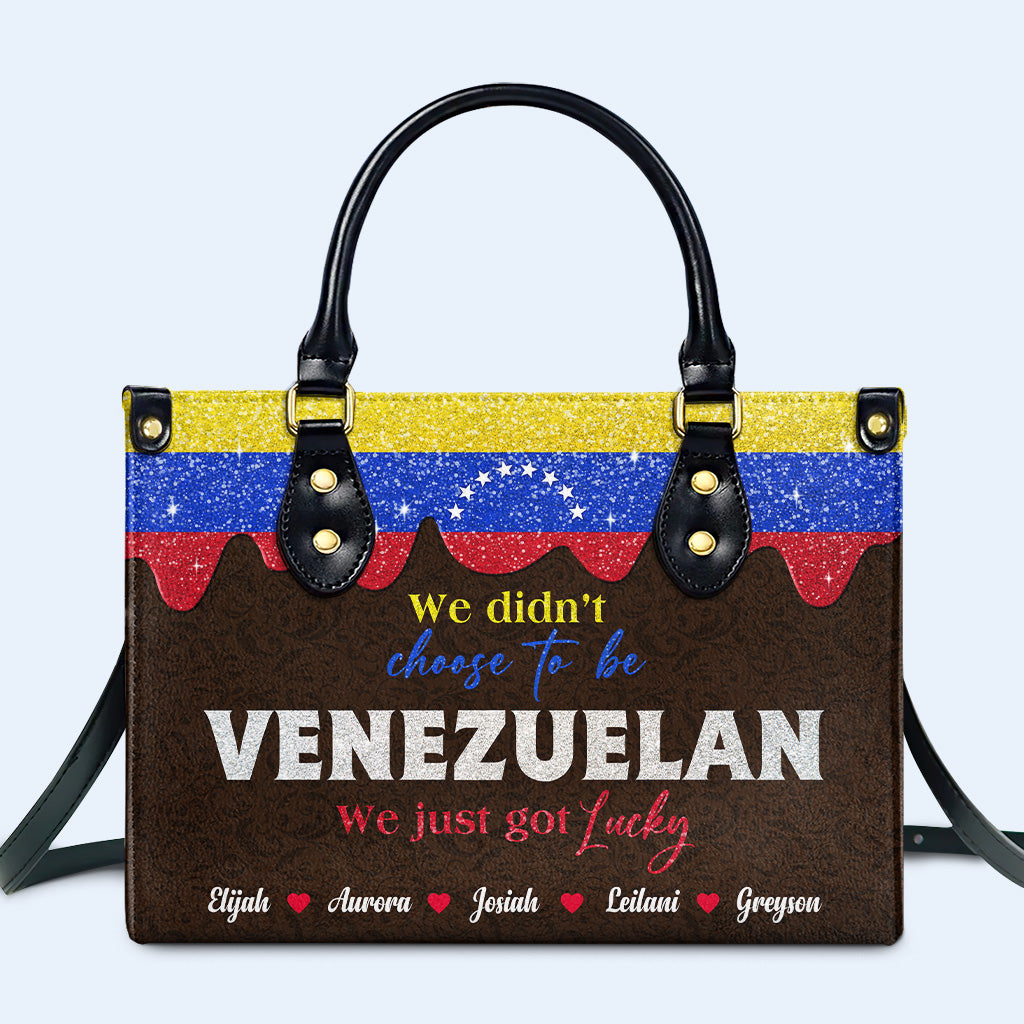 No elegimos ser venezolanos, simplemente tuvimos suerte - Bolso de Cuero Personalizado - LA042_HB