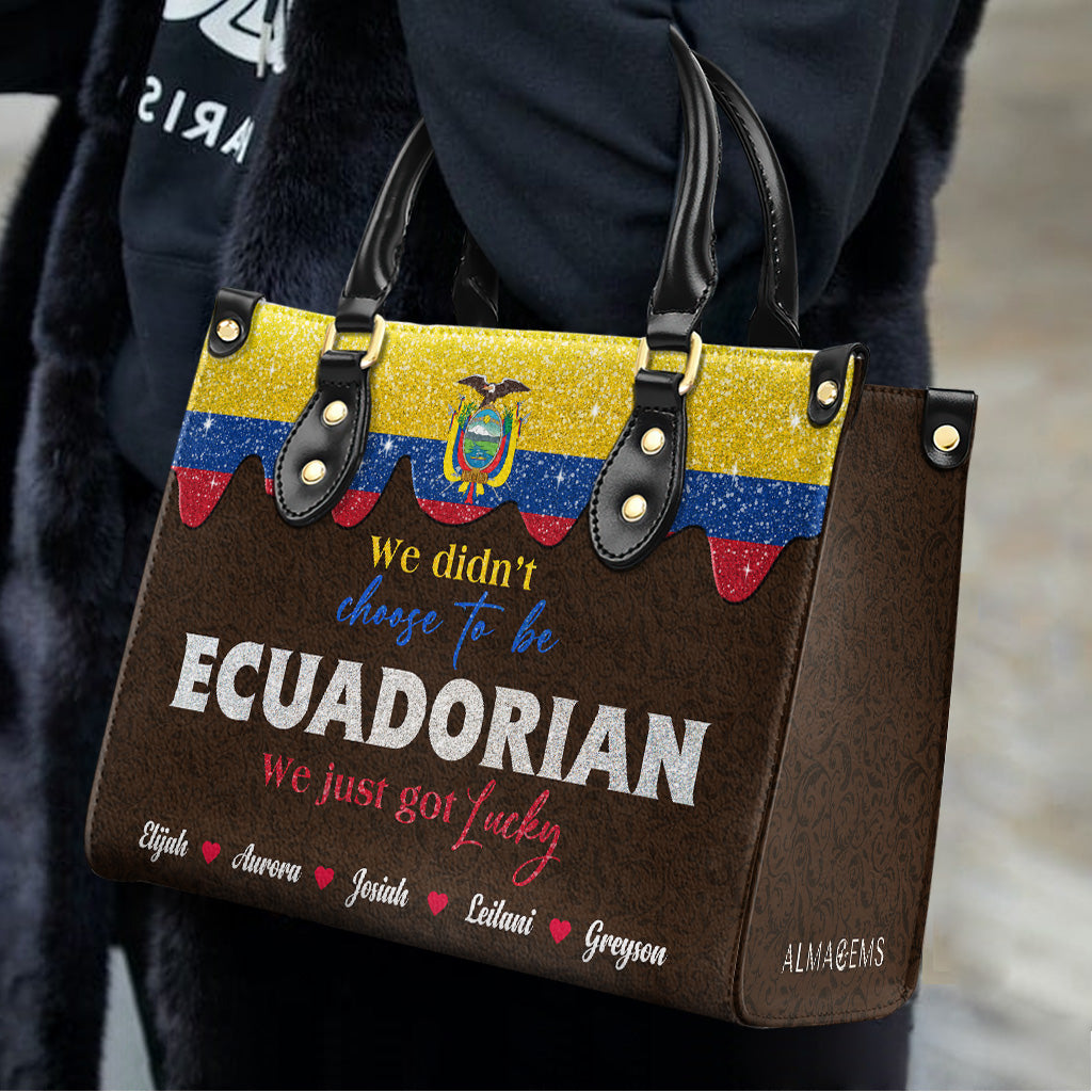 No elegimos ser ecuatorianos... Simplemente tuvimos suerte - Bolso de Cuero Personalizado - LA043_HB