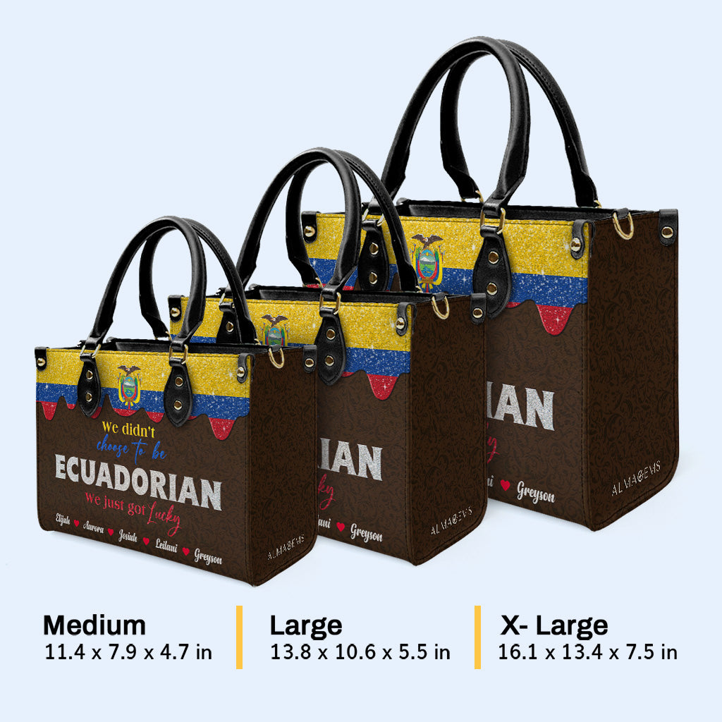 No elegimos ser ecuatorianos... Simplemente tuvimos suerte - Bolso de Cuero Personalizado - LA043_HB