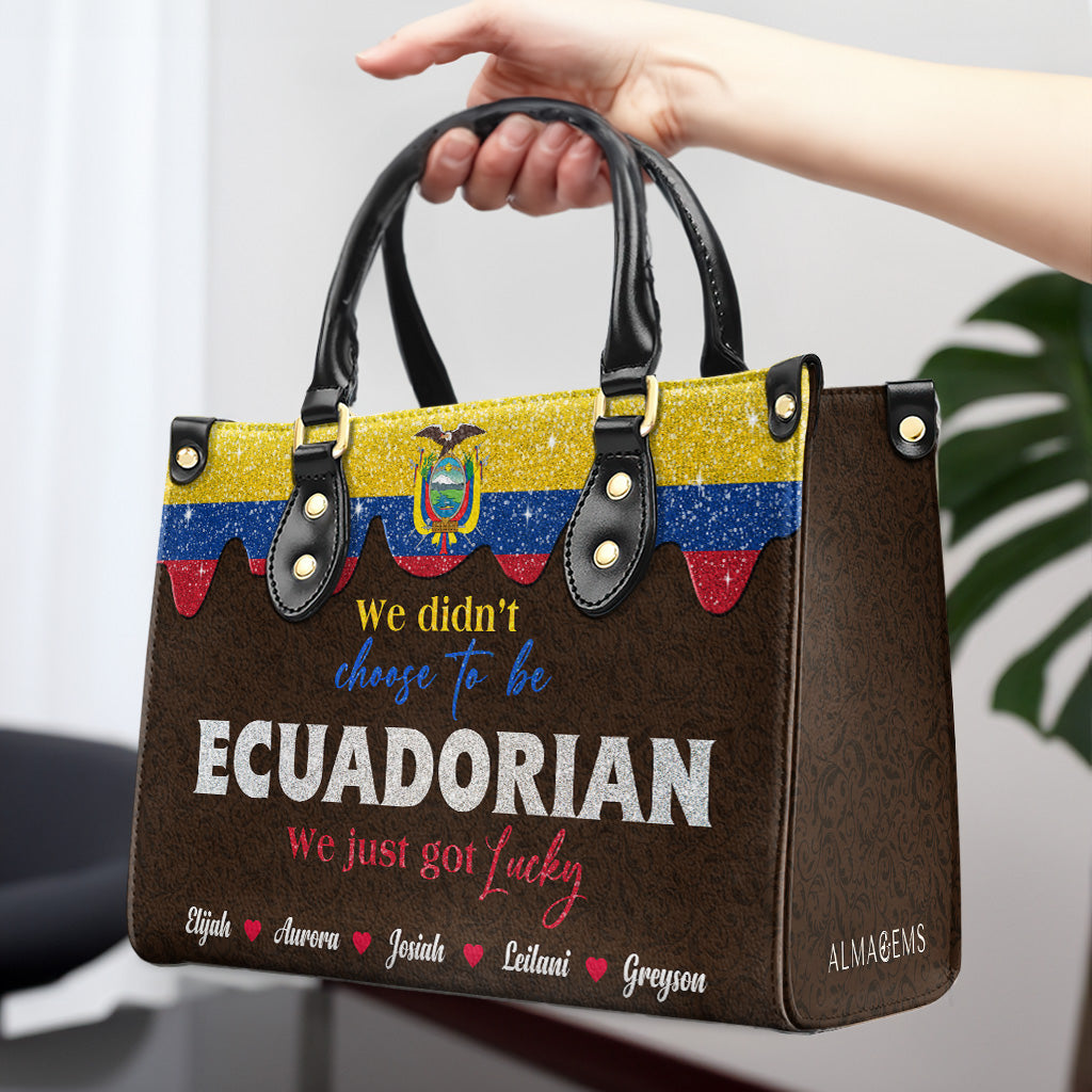 No elegimos ser ecuatorianos... Simplemente tuvimos suerte - Bolso de Cuero Personalizado - LA043_HB