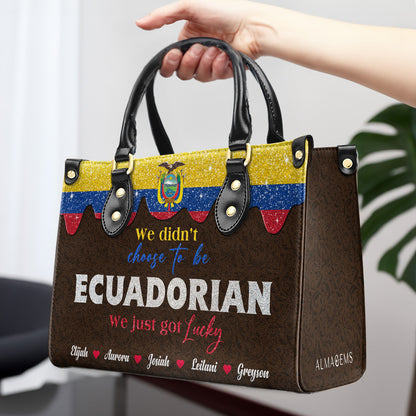 No elegimos ser ecuatorianos... Simplemente tuvimos suerte - Bolso de Cuero Personalizado - LA043_HB