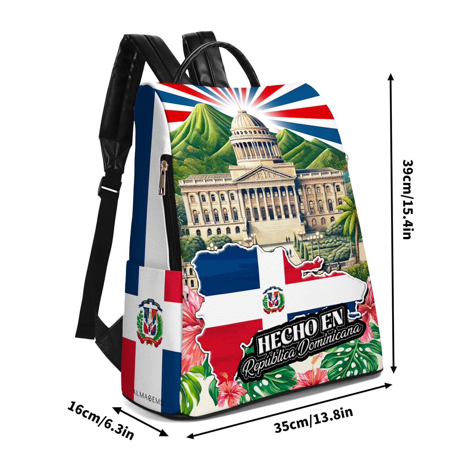 Hecho en República Dominicana - Personalized Custom Leather BackPack - LA051_BP