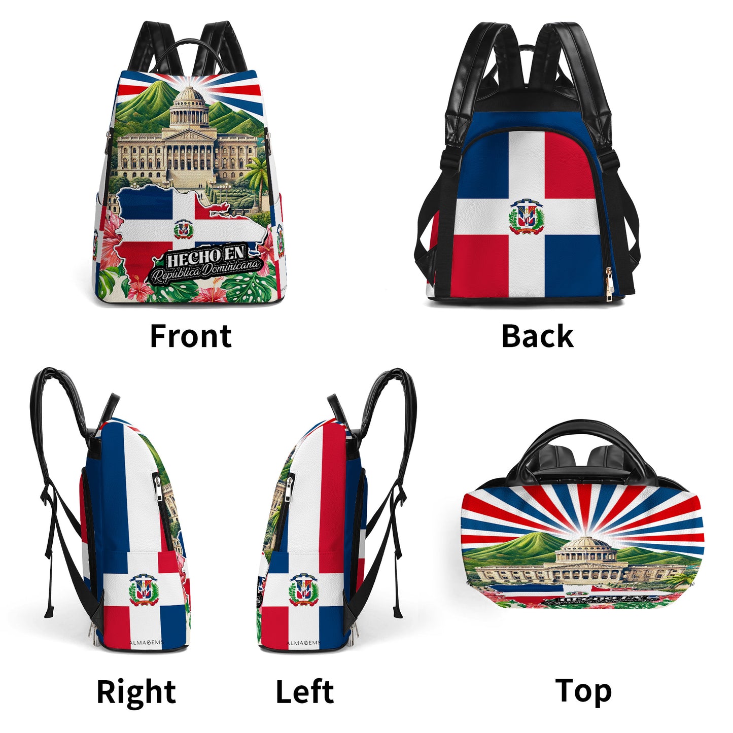 Hecho en República Dominicana - Personalized Custom Leather BackPack - LA051_BP