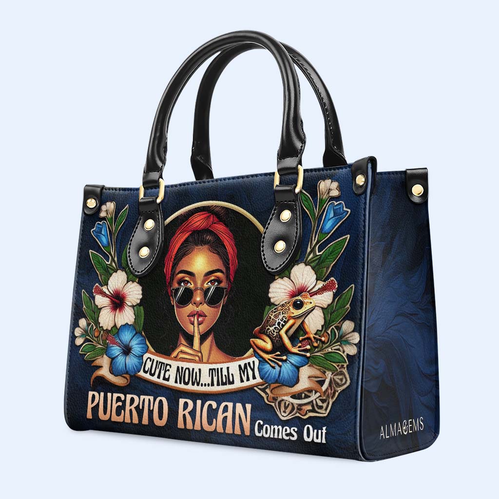 Lindo ahora... hasta que salga mi puertorriqueño - Bolso de cuero personalizado - LA055_HB