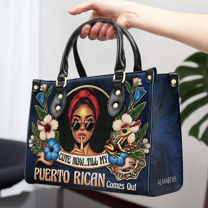 Lindo ahora... hasta que salga mi puertorriqueño - Bolso de cuero personalizado - LA055_HB