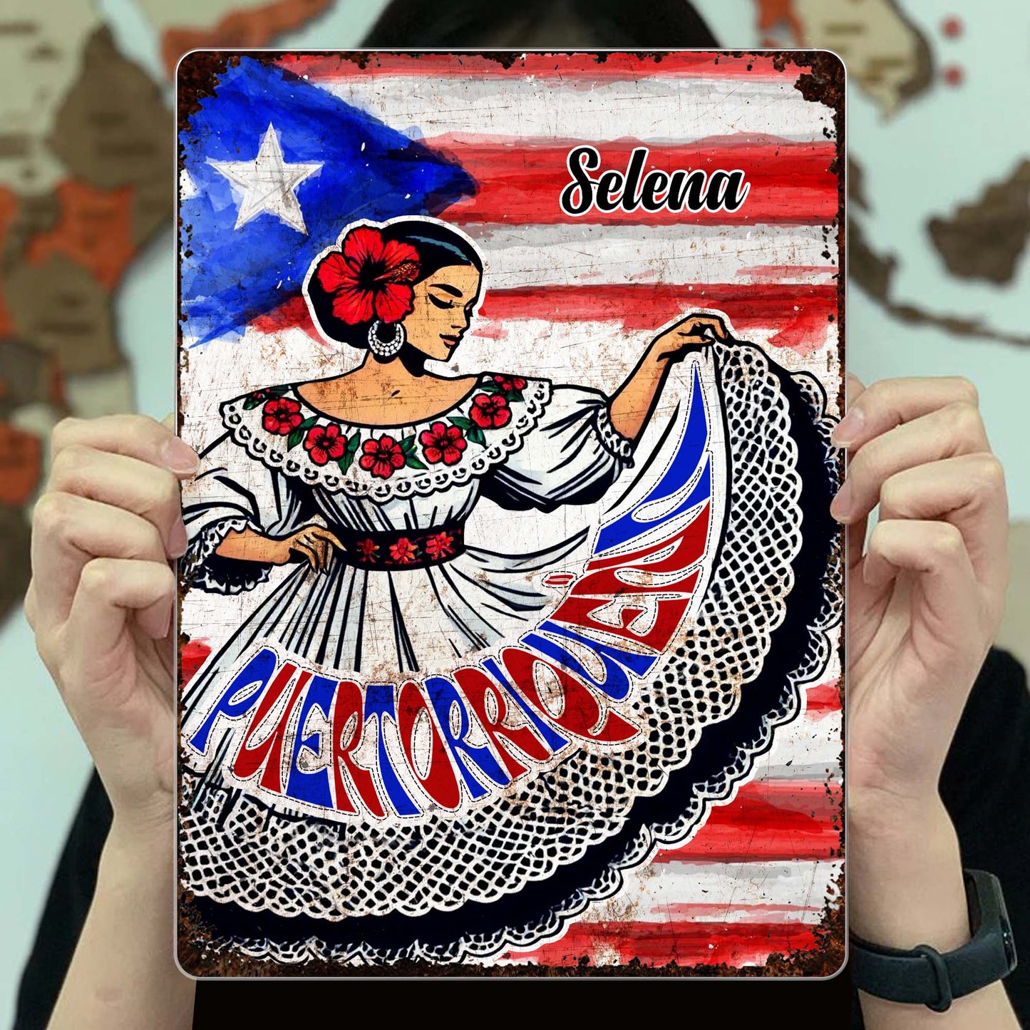 Celebrate Vibrant Puerto Rican Heritage With Traditional Dress And Flag