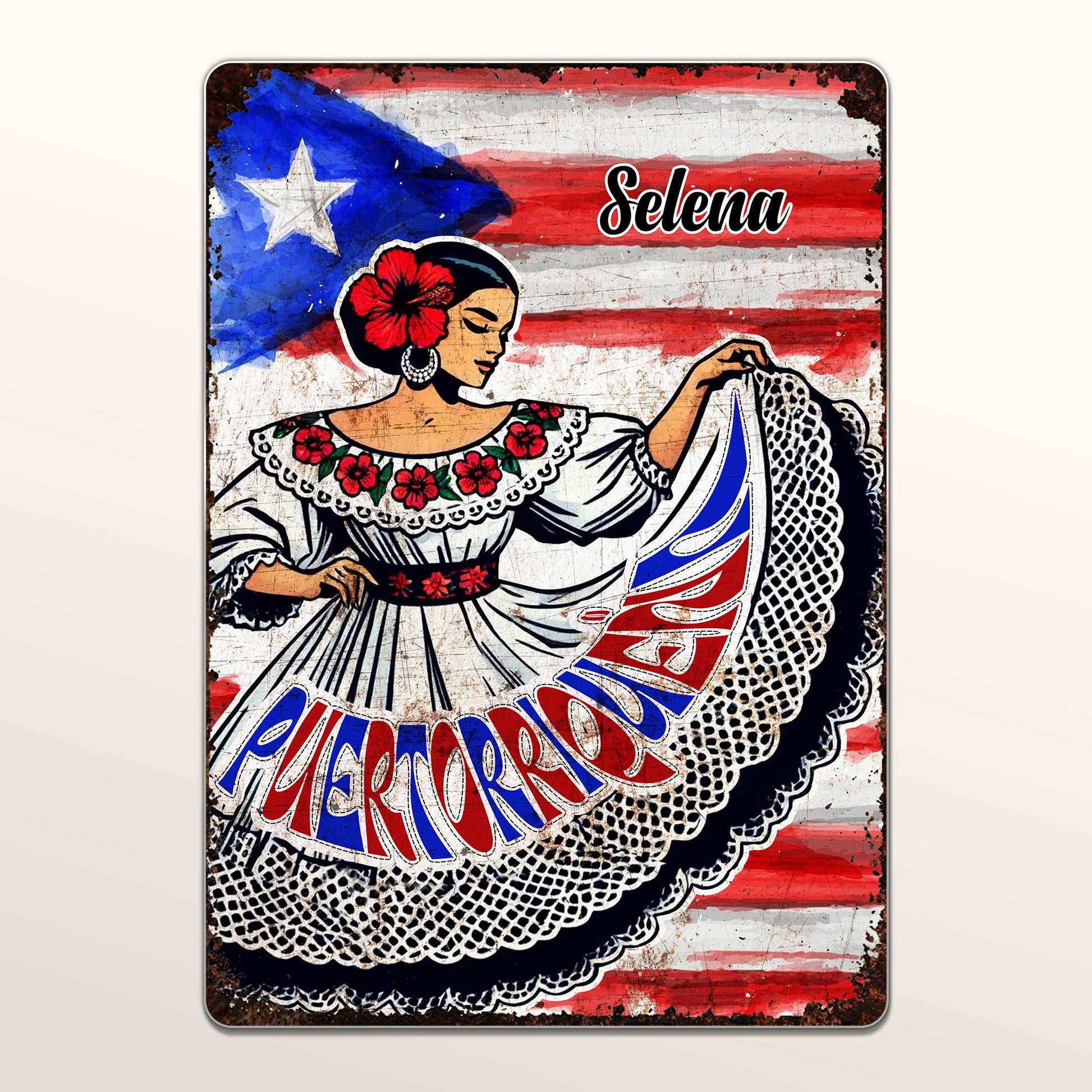 Celebrate Vibrant Puerto Rican Heritage With Traditional Dress And Flag