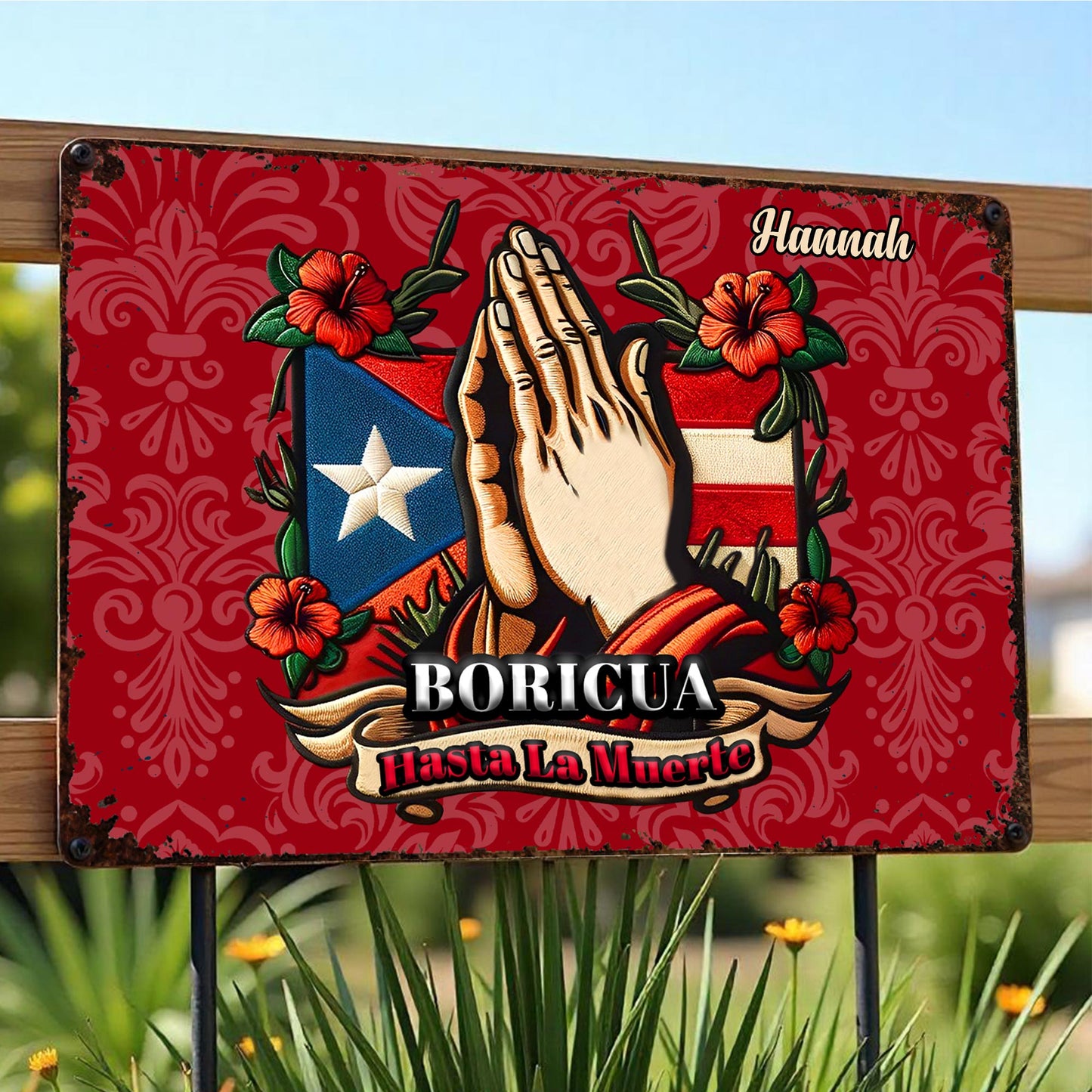 Boricua Hasta La Muerte, Puerto Rican Flag and Hands