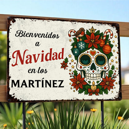 Bienvenidos A Navidad Sugar Skull And Poinsettias