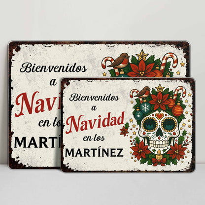 Bienvenidos A Navidad Sugar Skull And Poinsettias