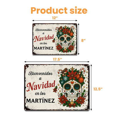 Bienvenidos A Navidad Sugar Skull And Poinsettias